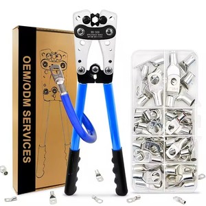 Kit de pinces à sertir manuelles robustes en acier au carbone métrique non isolées pour cosses de câbles et connecteurs, avec poignée moulée en plastique - Product Image 3