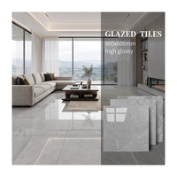 Carreaux de sol en porcelaine émaillée effet marbre gris brumeux moderne 600x600 résistants à l'usure pour salle de sport et balcon