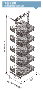 Custom Gray <b>Frame</b> 5-Tier Steel Soft-Close For <b>Clip</b>-on BasketHeavy Duty Tall Unit Pantry Storage Cabinet For Kitchen - Product Image 5