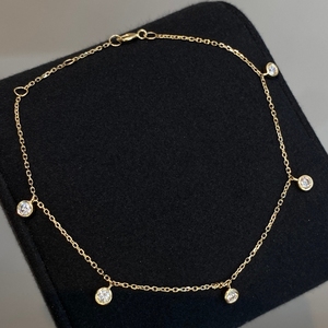 Aazuo Pulsera de oro de 18 quilates con diamantes naturales de 0,35 quilates, corte brillante redondo, minimalista, para niñas y niños, uso diario, joyería fina - Product Image 2