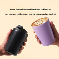 Gobelet isotherme en acier inoxydable de 350 ml/12 oz, à double paroi, anti-fuite, avec couvercle à paille rabattable, tasse de voyage à emporter