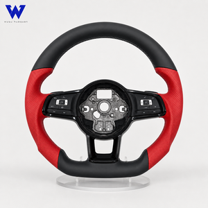 Proveedor Directo, Volante de Cuero Negro y Rojo Compatible con Volkswagen BORA, BORATDI, CADDY, <span class=keywords><strong>GOLFGTD</strong></span>, GOLFGTI, JETTA, POLO - Product Image 1