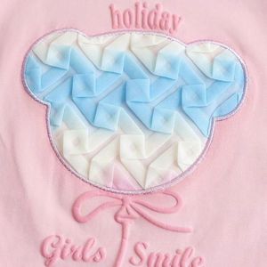 T-shirt Estiva per Bambine con Orso 3D, 100% Cotone, Senza Tasse USA, Moda Dolce e Trendy - Product Image 4