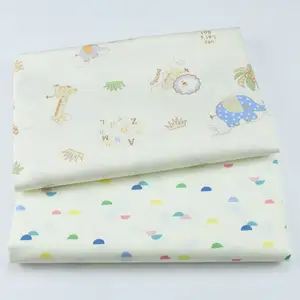 60 iplik saf pamuk karikatür fil zürafa baskılı kumaş çocuk yatak ürün pamuklu kumaş