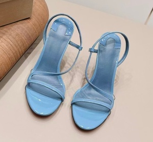 High-end brand glossy leather round-toe ankle strap <b>low</b>-<b>heeled</b> <b>sandals</b> for summer outerwear, elegant fashion shoes - Product Image 3