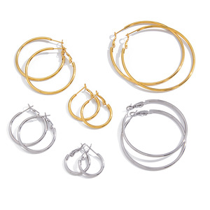Pendientes de aro de acero inoxidable con diseño geométrico de círculo grande, joyería de moda para mujer - Product Image 4