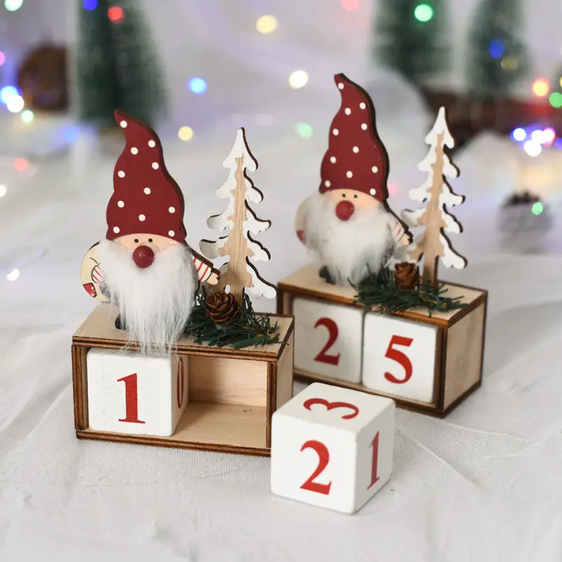 クリスマスカウントダウンアドベントカレンダー番号日付木製ブロック卓上装飾クリスマスデコレーション