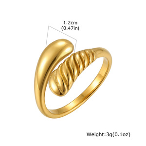 Anillo Minimalista de Acero Inoxidable con Múltiples Capas en Forma de Gota de Agua, Anillo Geométrico en Forma de Lágrima, Liso y Pulido, Unisex, Apilable - Product Image 6