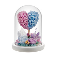 TC Mini mezcla de colores flor eterna árbol de amor en cúpula de cristal decoración para el Día de San Valentín cumpleaños Rosa preservada y regalo de plantas