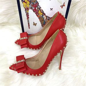 Escarpins à talons aiguilles pour femme, à rivets cloutés et nœud, chaussures de travail - Product Image 5