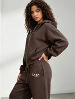 Ensemble 2 pièces unisexe style streetwear : survêtement tactique et sweat à capuche entièrement zippé 100 % coton, idéal pour l'hiver (pour femme) - Vente flash