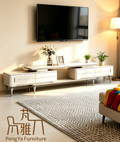 Meuble TV et Table Basse de Luxe au Design Moderne en MDF, Mobilier Statique pour Salon, Style Métal et Plateau