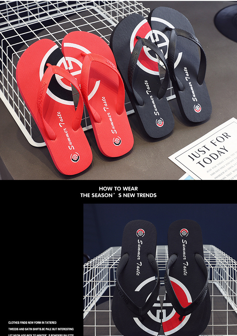 PVC Flip Flops Slippers Men Summer Anti-skid Outdoor Korea Casual Light Beach Sandals