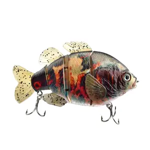 Leurre métallique composé de 4 sections articulées, appât artificiel de type poisson nageur, swimbait, matériel de pêche, 10 cm, 4 sections, 5 pouces, usine, avec fer