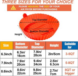Factory OEM 8/9 Inches Round Rectangle Reusable Easy Cleaning Air Fryer <b>Silicone</b> Liners <b>Silicone</b> <b>Baking</b> Basket - Product Image 3