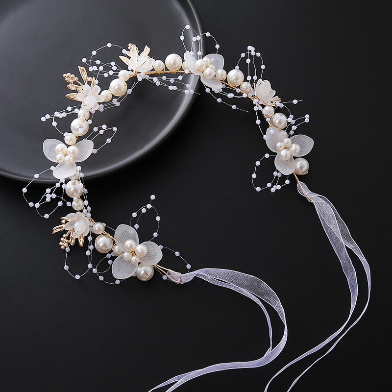 Flower Girl Headpiece Ivory Tulle Flowers