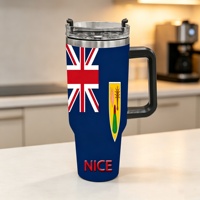 Gobelet isotherme de 40 oz avec couvercle rabattable, motif drapeau des îles Turcs et Caïcos, idéal pour les barbecues en plein air et les commandes en gros