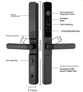 Cerradura Inteligente sin Llave para Puertas de Aluminio Aisladas con Diseño Negro Elegante y Función de Llave de Respaldo - Product Image 3