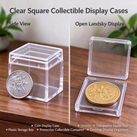 Boîte de protection transparente carrée pour pièces de monnaie, en plastique PS, avec couvercle