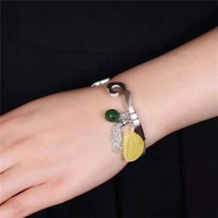999 Sterling Feinsilber Tibetisches Armband für Frauen Klassisches Kugel muster Bernstein/Jade für Geschenk party Christliches religiöses Symbol