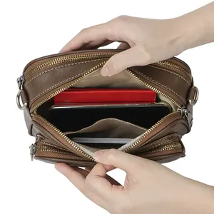 Bolsos cruzados de hombro AndoBag para mujer, bolso retro informal para teléfono móvil, bolso pequeño cuadrado de cuero genuino 2634 - Product Image 4