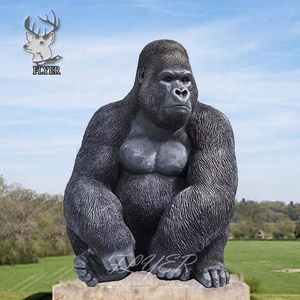 Estatua de Animal de resina para exteriores, estatua de gorila de fibra de vidrio de tamaño real, estatua de resina de gorila de tierras bajas occidentales - Product Image 3