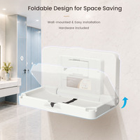 Table à langer 2-en-1, pliable en HDPE, à fixer au mur avec porte-mouchoirs intégré, pour les crèches publiques et les toilettes