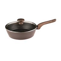 Poêle à frire profonde en aluminium forgé antiadhésive avec couvercle, fond large, poêle à frire et sauteuse, marmite à soupe, compatible induction, sans PFOA