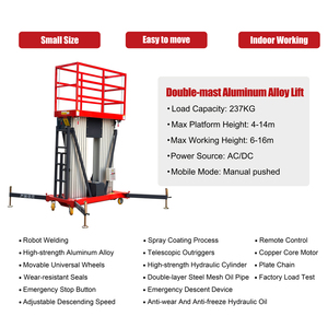 Plataforma Elevadora Hidráulica de Doble Mástil de Aleación de Aluminio de 4m-16m, Elevador Móvil para una Persona - Product Image 2