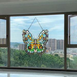 Panneau de vitrail massif de 30 cm, style européen, motif papillon, pour église, éclairage solaire, salon, salle à manger, porte, mur - Product Image 3
