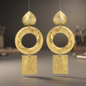 Juego de Aretes Colgantes con Diseño de Corazón, Chapados en Oro, Étnicos, Hermosos, de Diseño Clásico, para Regalo de Compromiso - Product Image 4