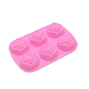 factory 6 holes hot quality custom 3d Nonstick BPA Free rose baking soap moulds handmade silicone soap cake mold with logo