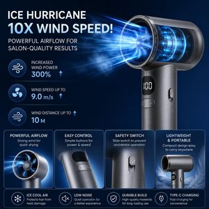 Ventilateur portable haute vitesse Turbo avec écran LCD, mini-ventilateur USB rechargeable 400 mAh, pour la maison, la voiture et l'extérieur, sans balais - Product Image 2