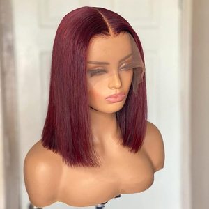 Perruques en gros prêtes à être expédiées, tissages et perruques, couleur marron miel 1B, perruques bob droites en cheveux humains avec dentelle frontale - Product Image 1