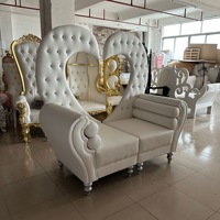 Fauteuil Trône de Mariage Double, Luxe, Blanc, Dossier en Forme de Cygne et Cœur, pour Princesse, Prince, Roi, Reine
