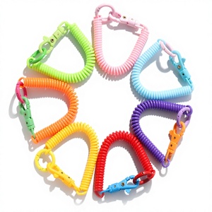 Wholesale Retractable Coil Springs KeyChains With Lobster Claw Clasp Anti-Lost Stretch Ropes Cell Phone Elastic Key Ring