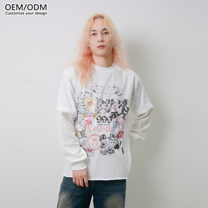 <span class=keywords><strong>T</strong></span>-shirt Pesante da Uomo con Stampa Personalizzata, Patchwork, Cerniera <span class=keywords><strong>e</strong></span> Maniche Lunghe <span class=keywords><strong>a</strong></span> Nido d'Ape - <span class=keywords><strong>T</strong></span>-shirt di Lusso - Product Image 1