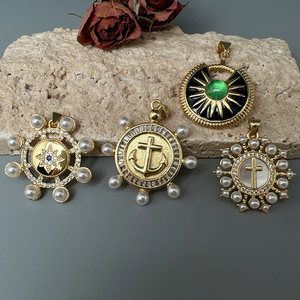 Bán buôn thời trang vòng Zircon giả ngọc trai chéo tám cánh sao mặt dây quyến rũ đối với trang sức Làm Vòng Cổ phụ kiện - Product Image 1