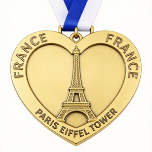 Medalla de Recuerdo Personalizada Ecológica de la Torre <span class=keywords><strong>Eiffel</strong></span> de París, Grabado Láser 3D en Metal, Monumento Francés, Medallón Conmemorativo con Impresión UV - Product Image 2
