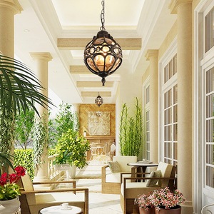 Lámpara Colgante Tradicional de Plástico con Paneles de Vidrio, LED 2700K Blanco Cálido, Lámpara de Techo para Interiores, Garantía de 10 Años - Product Image 3