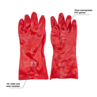Gants antidérapants en PVC résistants aux produits chimiques, imperméables et longue durée de vie, de couleur rouge, pour la protection personnelle, fournis par le fabricant