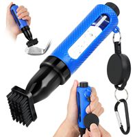 Brosse de nettoyage pour clubs de golf, accessoires de nettoyage pour clubs de golf et nettoyeur de rainures avec mousqueton rétractable