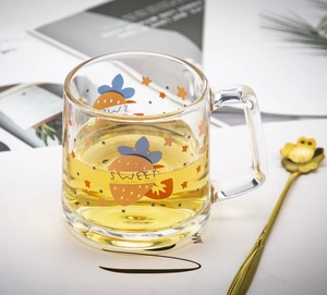 Tasse en verre imprimée à fond large de 335ml 12oz tasses durables de petit déjeuner au lait yaourt à l'avoine avec impression Tulipe <span class=keywords><strong>Daizy</strong></span> Strawberry Designs - Product Image 5