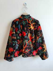 Chaqueta Bomber de Terciopelo con Estampado de Pájaro Negro, Reversible y Transpirable, Ecológica, Relleno 100% Algodón, Corta, Lista para el Invierno - Product Image 6