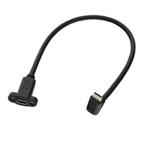 Cable de Extensión USB 3.2 Gen2 de 20 Gbps, Tipo C Macho a Hembra, Ángulo Recto de 90 Grados, Montaje en Panel, Cable de Datos USB C