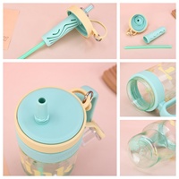 Design créatif pour adultes, randonnée en plein air, gobelets à eau réutilisables en plastique transparent, couvercles, pailles, bouteille d'eau pour enfants