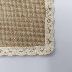 JIAHE 100% tovaglietta di iuta laminata iuta intrecciata quadrata in juta naturale con bordi in pizzo copertura ecologica impermeabile - Product Image 2