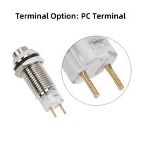 Interrupteur à bouton-poussoir métallique étanche 8 mm ON-OFF Mini Micro Rond 0-250V avec verrouillage automatique et bornes PCB