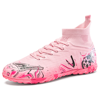 Chaussures de football unisexe à col chaussette en maille, contrôle du ballon, tige synthétique, crampons en caoutchouc TF, vente en gros, usine OEM