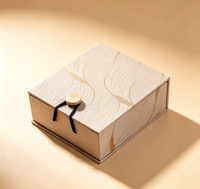 Boîte à bijoux en tissu de luxe avec fermeture magnétique, boîte de rangement rigide personnalisée pour collier, boucles d'oreilles, bagues, matériaux recyclés, quatre couleurs